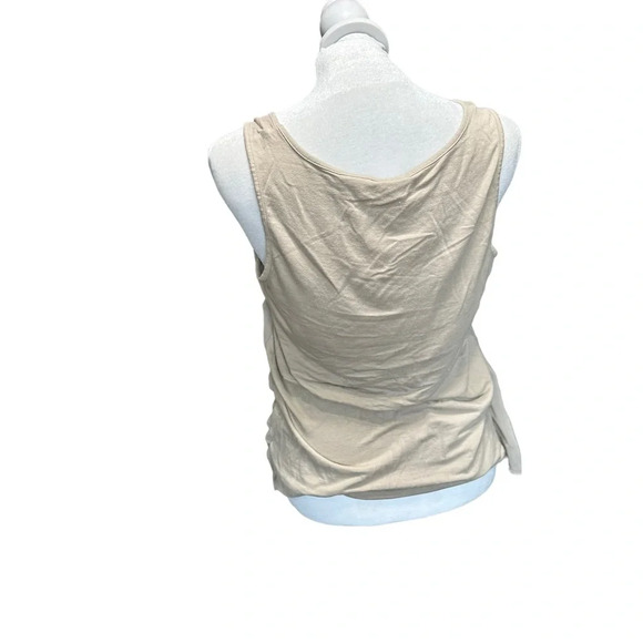 New York and Company Stretch women's size medium short sleeve blouse, beige - Picture 3 of 6